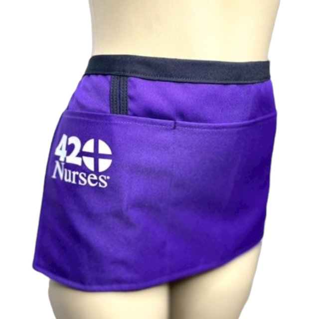 Purple 420Nurses with Black trim Waist Apron 
