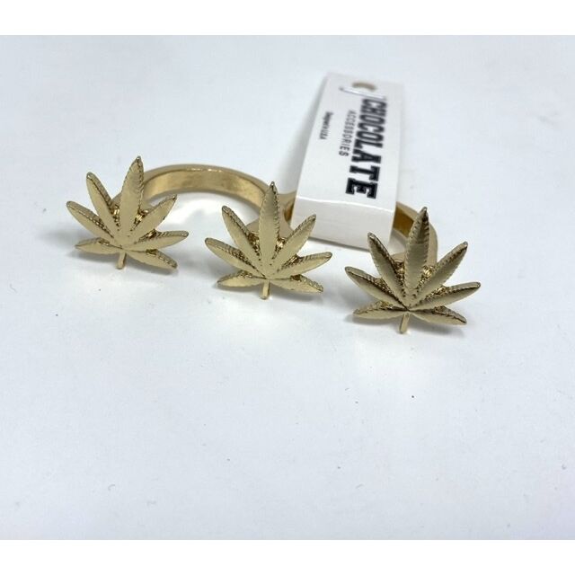 Gold Potleaf double ring