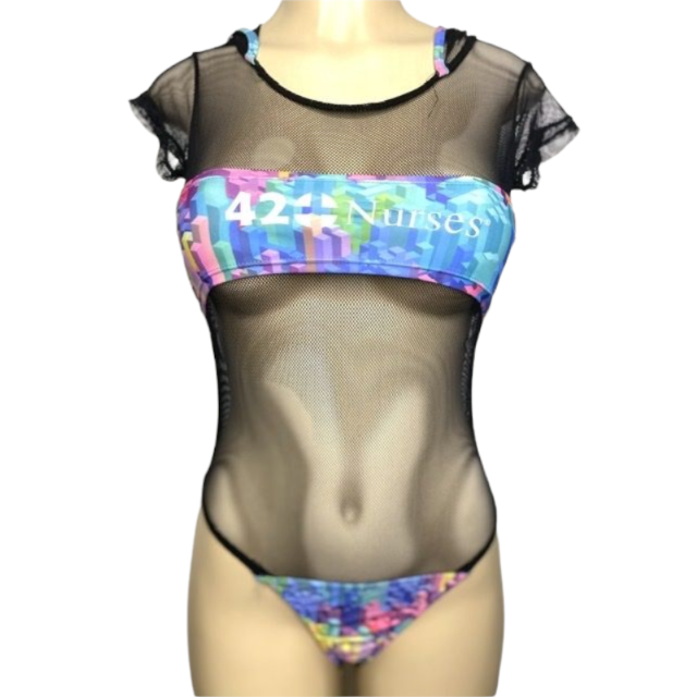 Blocked out rave bodysuit 