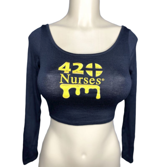 black oil spill long sleeve crop top