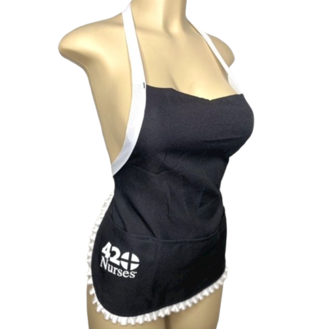 Black 420nurses with White trim Apron