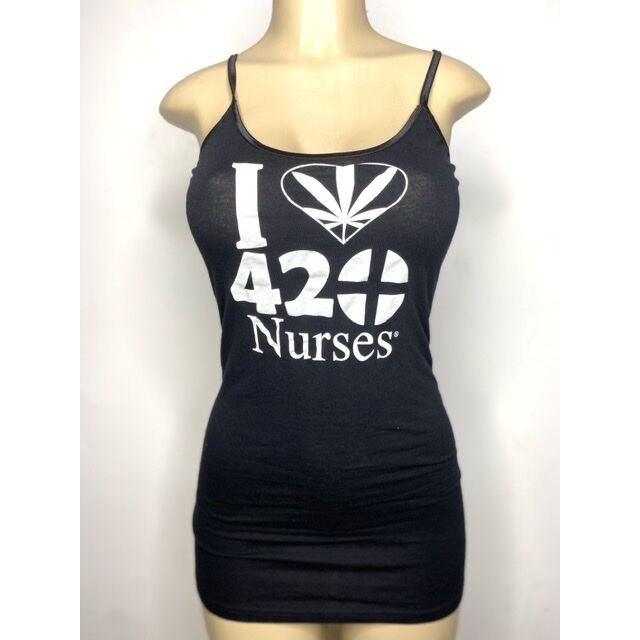 I love 420nurses Black Spaghetti Tank Top