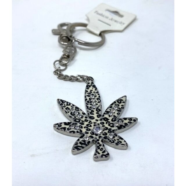 Marijuana Silver Leopard diamond Key Chain
