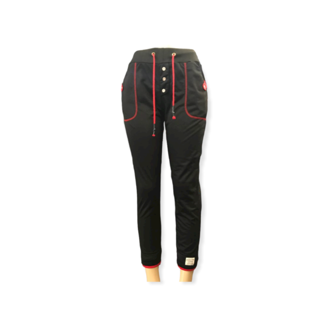 Red on Black Sailor Sweatpants