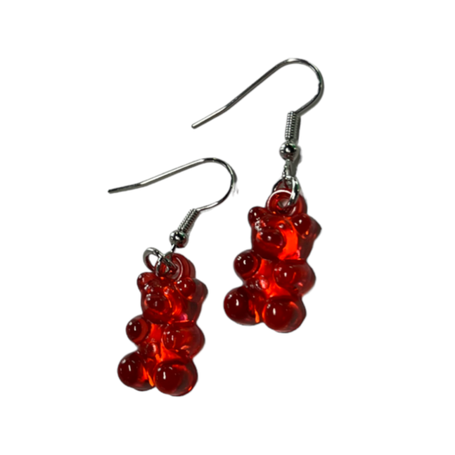 red gummy bear earrings