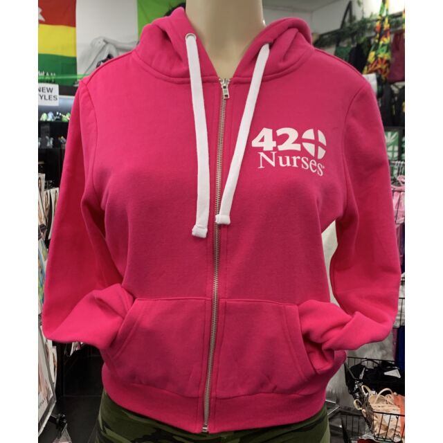 Hot Pink 420nurses pot leaf zip up