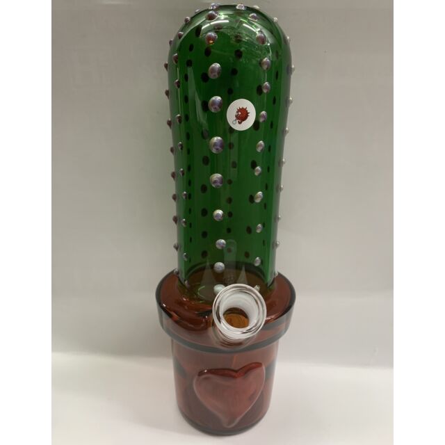 Tall Cactus in Pot Oil Rig with Heart by Blowfish Glassworks