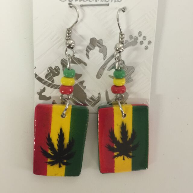Rasta Pot Leaf Earrings
