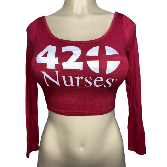 Red long sleeve crop top