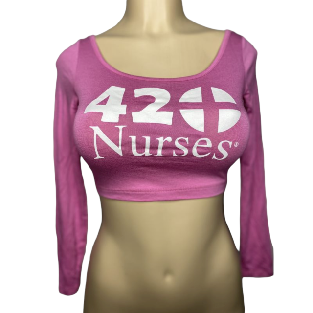 Pink long sleeve crop top