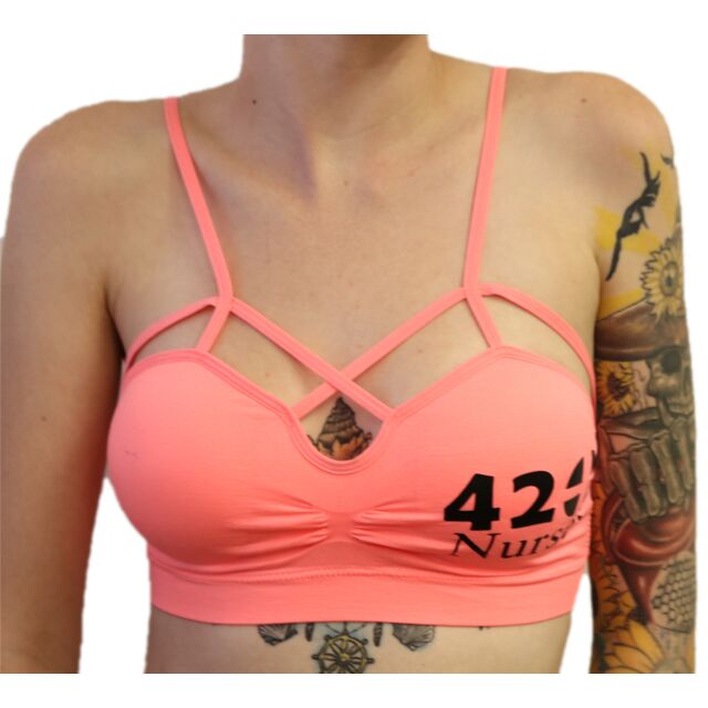 Front 420Nurses Peach Bralette