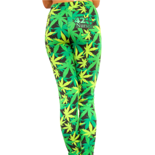 $20Nurses Leggings Back Side PotLeaf Green