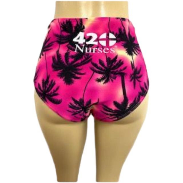 Highwaist pink palm tree bottoms