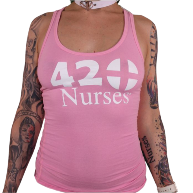 Pink 420Nurse Tank Top White Logo