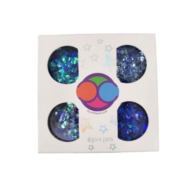 All Over Body Glitter Four Different Shades of Royal Blue