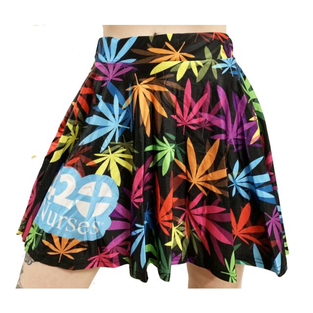 420nurses Rainbow Potleaf Twirl Skirt